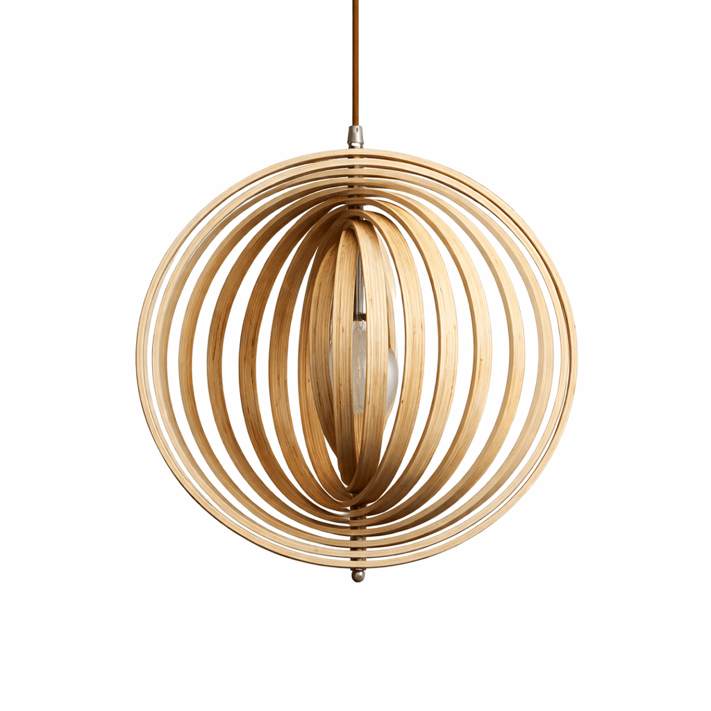 Arova Wood Pendant Light – Handcrafted Natural Wood Slat Lamp for Dining & Living Spaces
