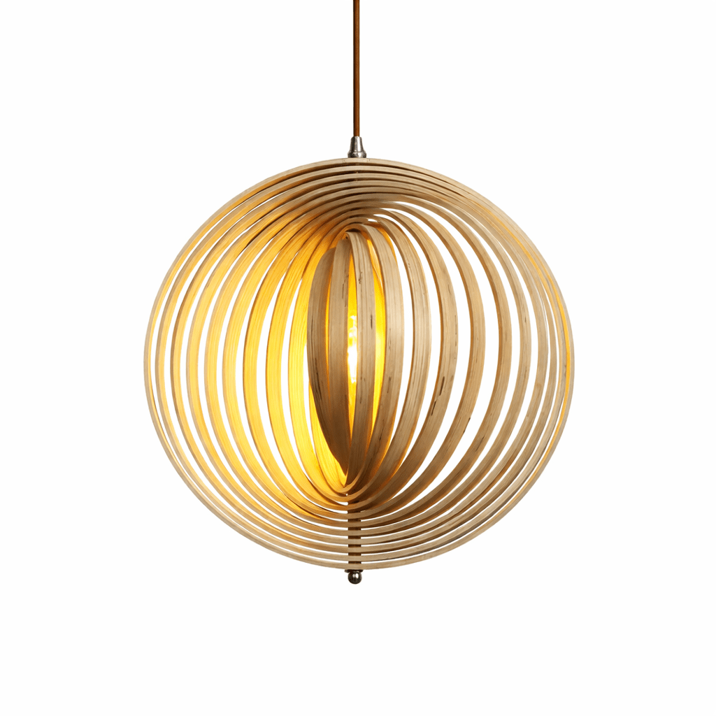 Arova Wood Pendant Light – Handcrafted Natural Wood Slat Lamp for Dining & Living Spaces