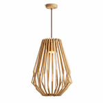 Arova Wood Pendant Light – Handcrafted Natural Wood Slat Lamp for Dining & Living Spaces