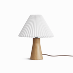 Pleara Sculpted Wood Table Lamp with Pleated Fabric Shade