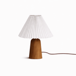 Pleara Sculpted Wood Table Lamp with Pleated Fabric Shade