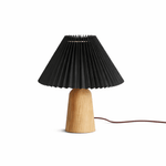 Pleara Sculpted Wood Table Lamp with Pleated Fabric Shade