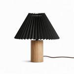 Pleara Sculpted Wood Table Lamp with Pleated Fabric Shade