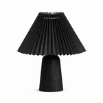 Pleara Sculpted Wood Table Lamp with Pleated Fabric Shade