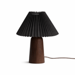 Pleara Sculpted Wood Table Lamp with Pleated Fabric Shade