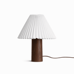 Pleara Sculpted Wood Table Lamp with Pleated Fabric Shade