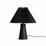 Pleara Sculpted Wood Table Lamp with Pleated Fabric Shade
