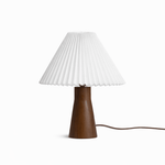 Pleara Sculpted Wood Table Lamp with Pleated Fabric Shade