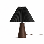 Pleara Sculpted Wood Table Lamp with Pleated Fabric Shade