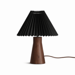 Pleara Sculpted Wood Table Lamp with Pleated Fabric Shade