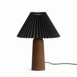 Pleara Sculpted Wood Table Lamp with Pleated Fabric Shade
