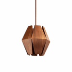 Virex Wood Pendant Light – Faceted Walnut Geometric Lantern