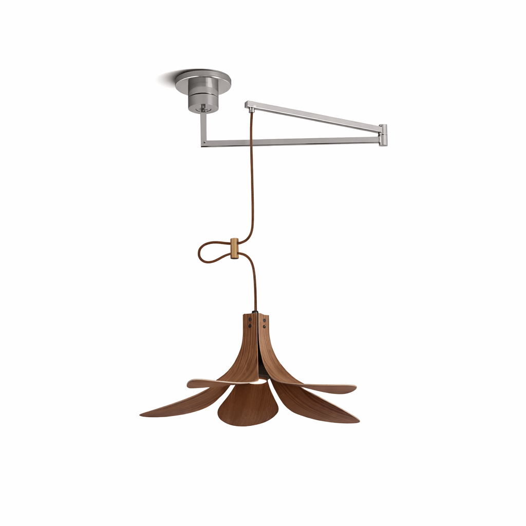 Axion Swing Pendant Light – Modern Wood & Metal Adjustable Ceiling Lamp