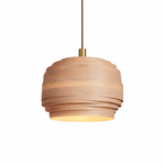 Tressa Wood Pendant Light – Layered Natural Wood Veneer Modern Hanging Lamp