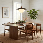 Solmere Wood Pendant Light with Frosted Glass Globe and Brass Canopy