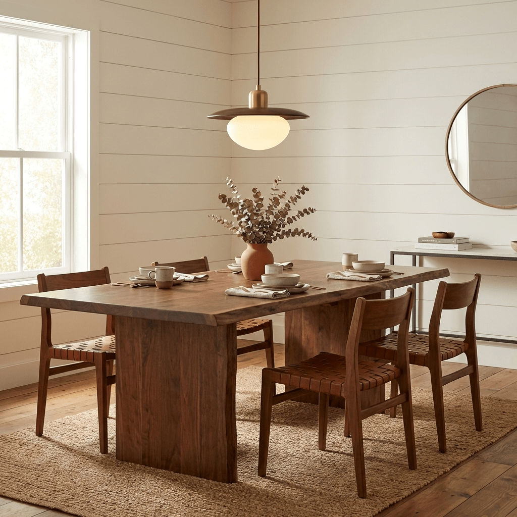 Solmere Wood Pendant Light with Frosted Glass Globe and Brass Canopy