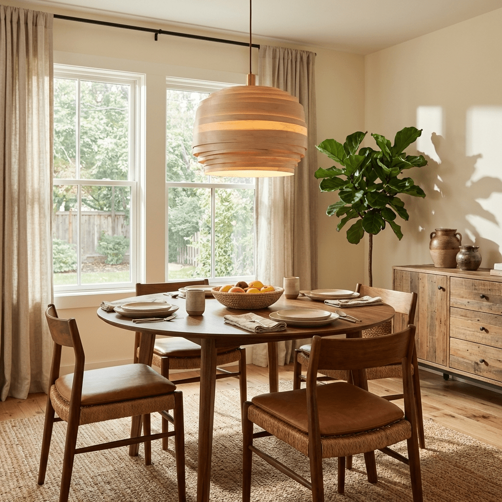 Tressa Wood Pendant Light – Layered Natural Wood Veneer Modern Hanging Lamp