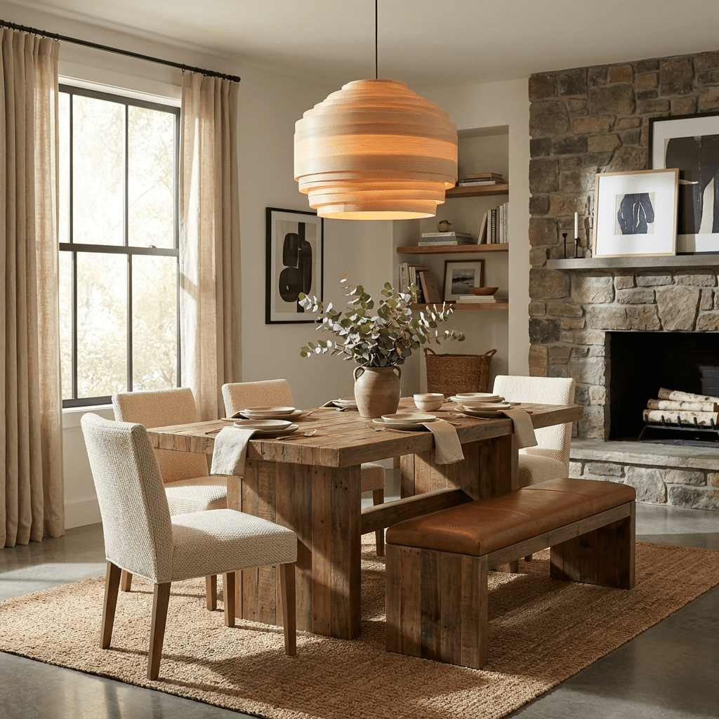 Tressa Wood Pendant Light – Layered Natural Wood Veneer Modern Hanging Lamp