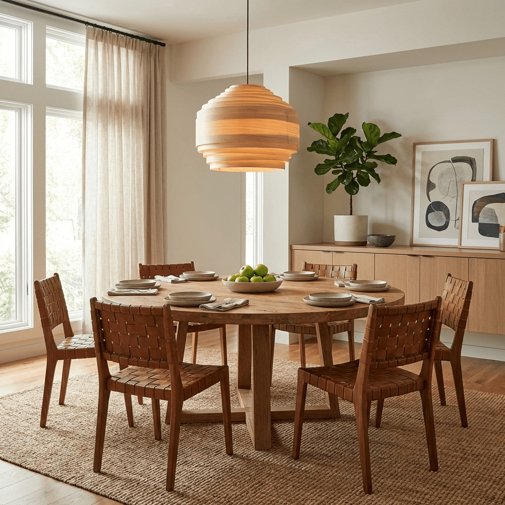 Tressa Wood Pendant Light – Layered Natural Wood Veneer Modern Hanging Lamp