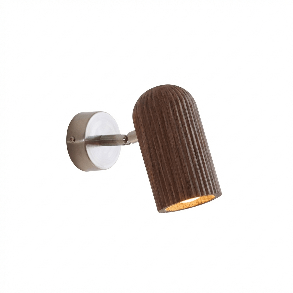 Cylra Wood Wall Sconce with Brushed Nickel Backplate