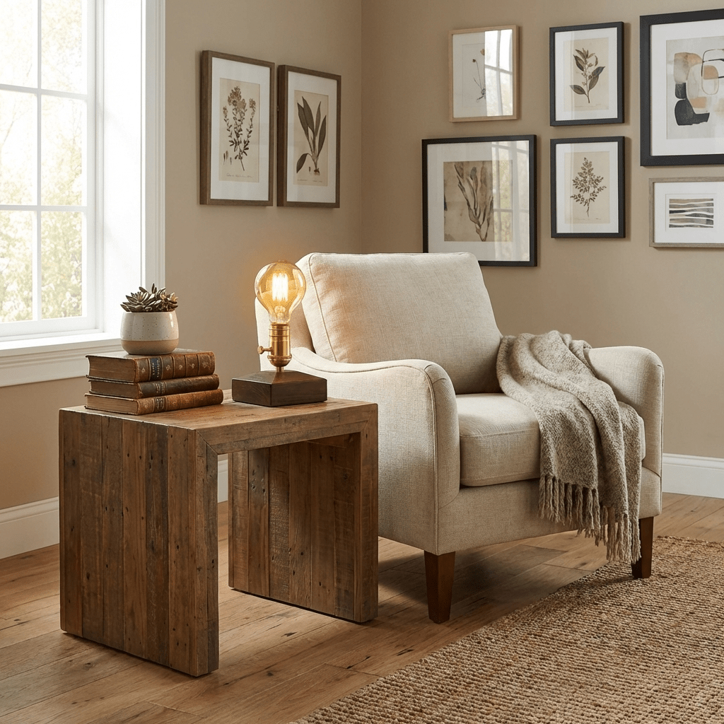 Briston Table Lamp – Natural Wood & Brass Vintage Desk Light