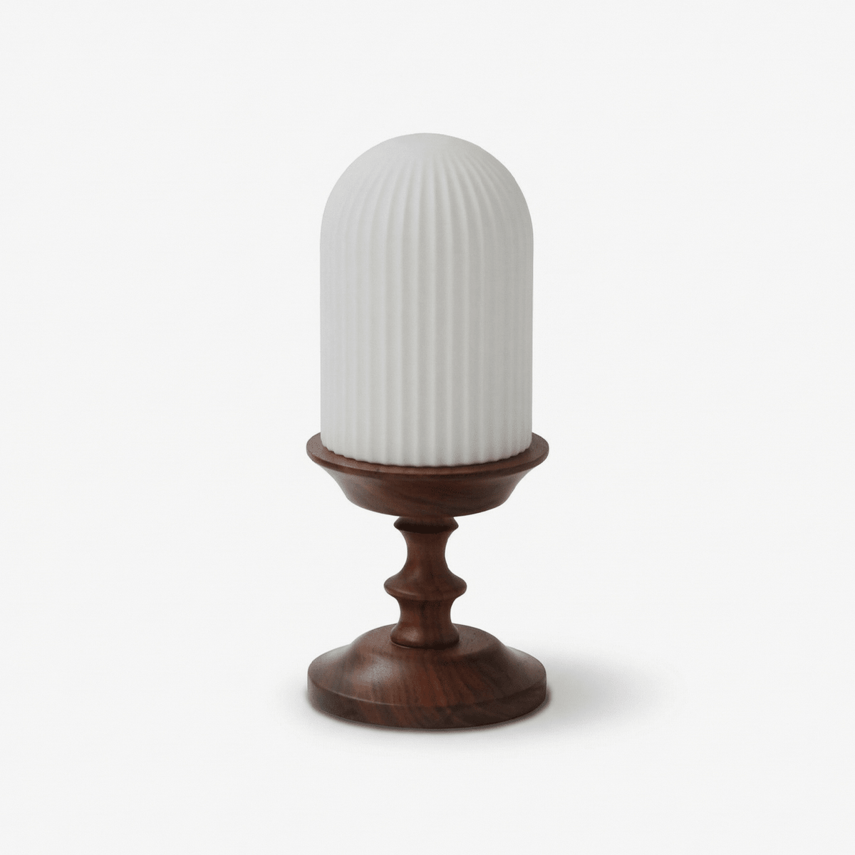 Calyra Ribbed Table Lamp – Sculptural Glass & Wood Accent Light