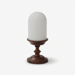 Calyra Ribbed Table Lamp – Sculptural Glass & Wood Accent Light
