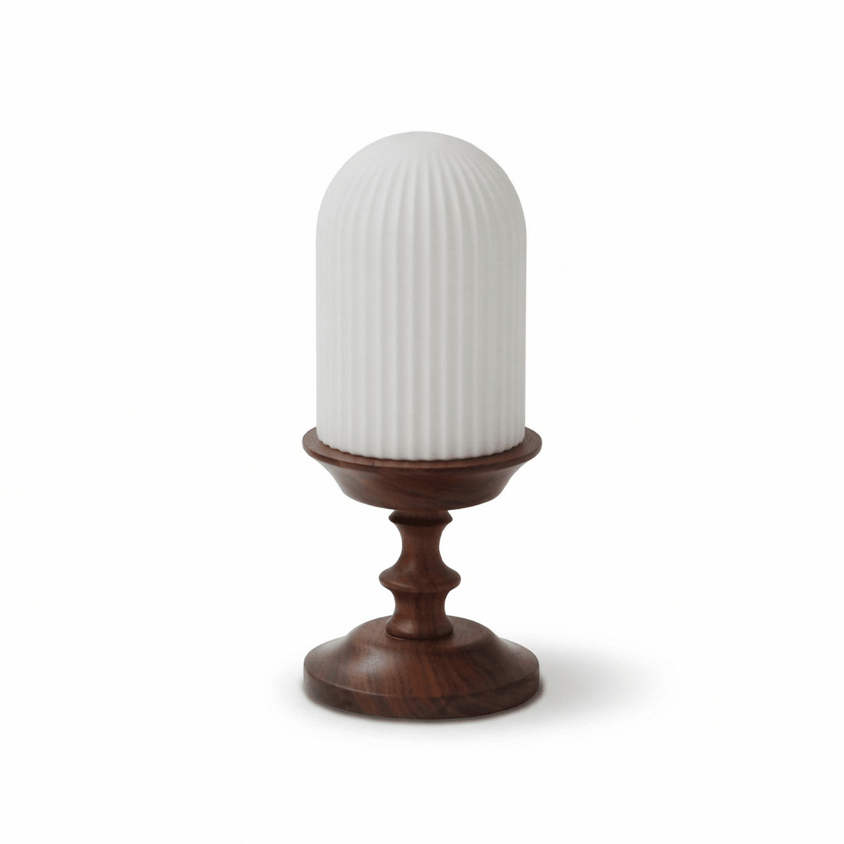 Calyra Ribbed Table Lamp – Sculptural Glass & Wood Accent Light