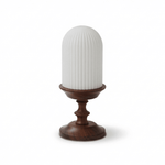 Calyra Ribbed Table Lamp – Sculptural Glass & Wood Accent Light