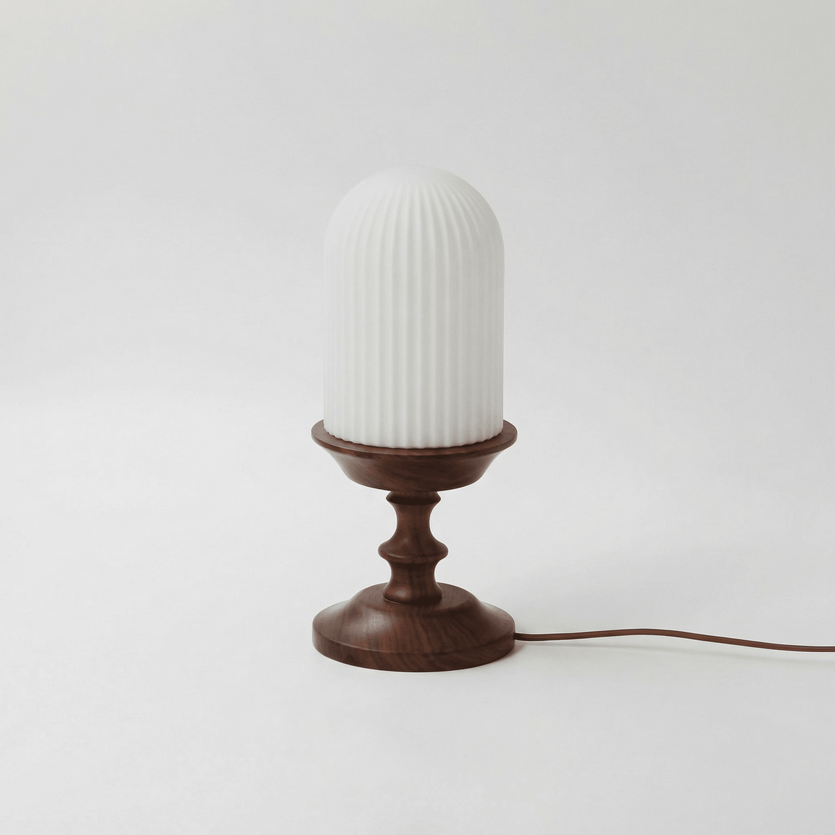 Calyra Ribbed Table Lamp – Sculptural Glass & Wood Accent Light