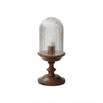 Calyra Ribbed Table Lamp – Sculptural Glass & Wood Accent Light