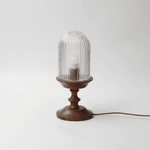 Calyra Ribbed Table Lamp – Sculptural Glass & Wood Accent Light