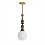 Eryndor Globe Pendant Light – Hand-Carved Wood & Opal Glass