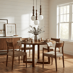 Eryndor Globe Pendant Light – Hand-Carved Wood & Opal Glass