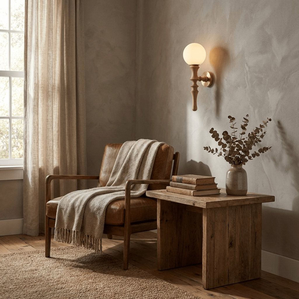 Thalor Wood Globe Wall Sconce – Handcrafted Modern Wall Light