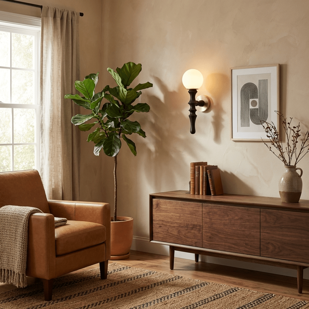 Thalor Wood Globe Wall Sconce – Handcrafted Modern Wall Light