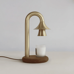 Aurelio Candle Warmer Lamp – Brass & Wood Table Lamp