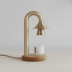 Aurelio Candle Warmer Lamp – Brass & Wood Table Lamp