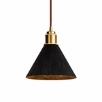 Valmere Cone Wooden Pendant Light with Brass Accents