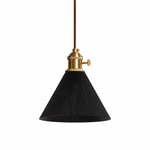 Valmere Cone Wooden Pendant Light with Brass Accents