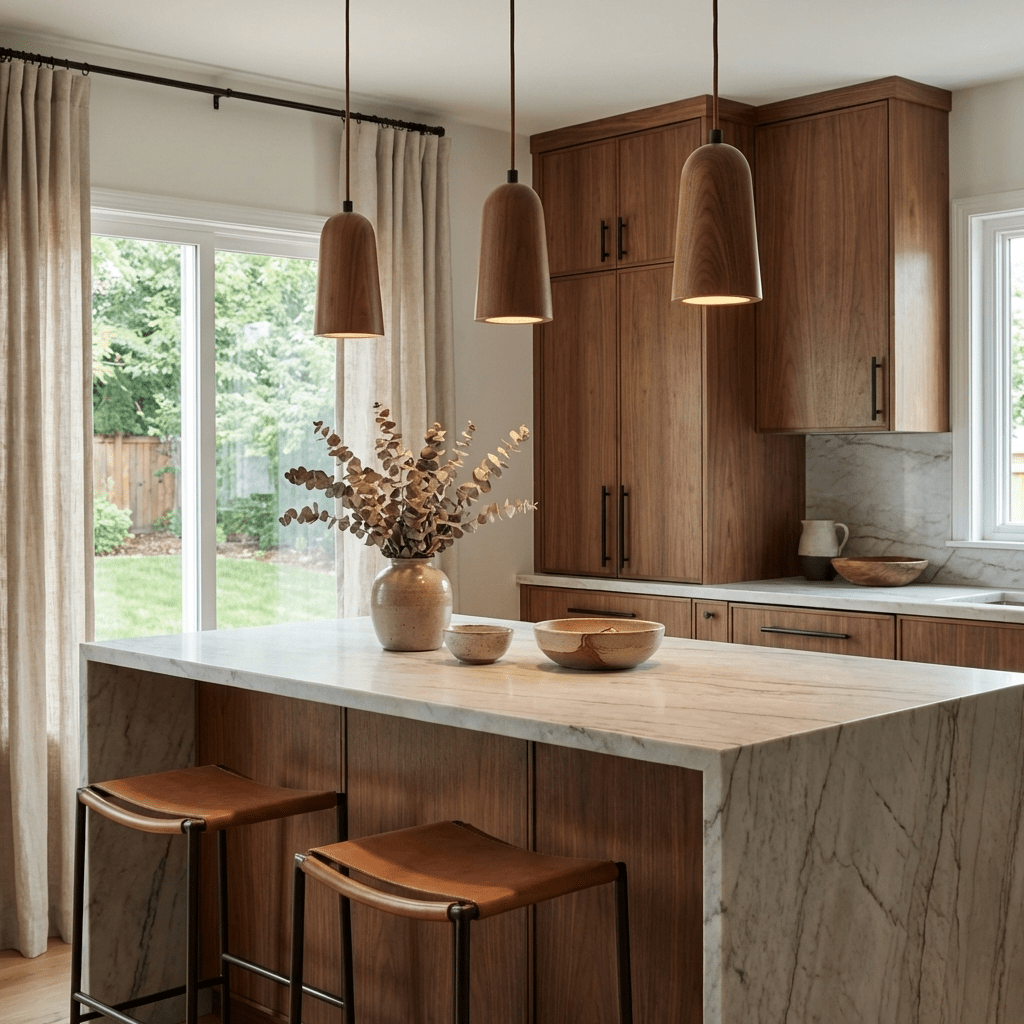 Alven Taper Wooden Pendant Light – Minimalist Hanging Lamp for Dining & Living Spaces