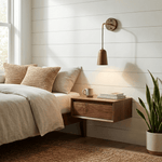 Norvyn Wood Drop Wall Sconce in Brass and Natural Wood