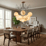 Celestara Alabaster Orb Chandelier — Oversized Brass Pendant Light