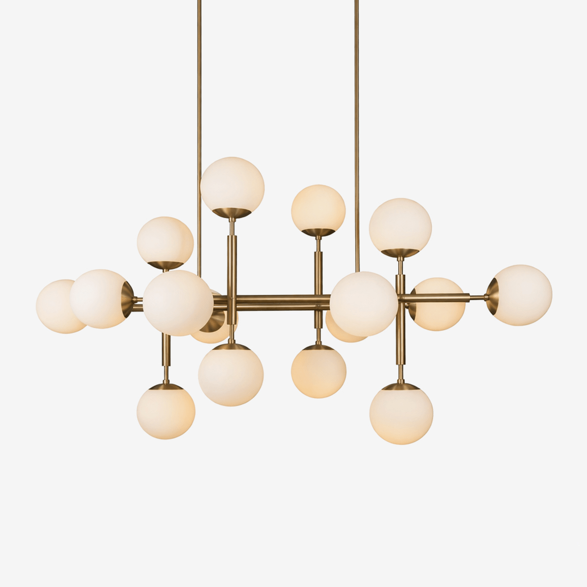 Orbelis Globe Chandelier – Modern Linear Pendant Light with Opal Glass Globes