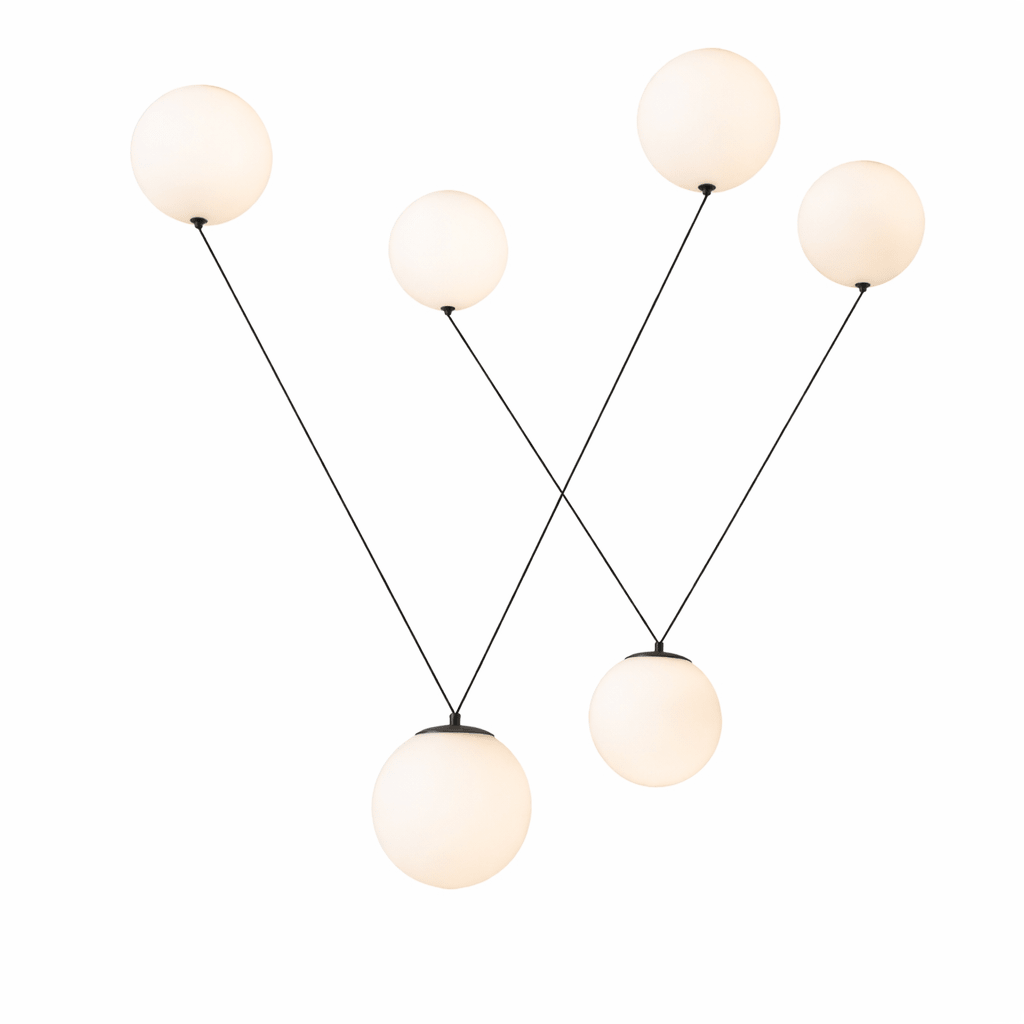 Asteris Multi-Globe Pendant Light – Opal Glass & Black Cord