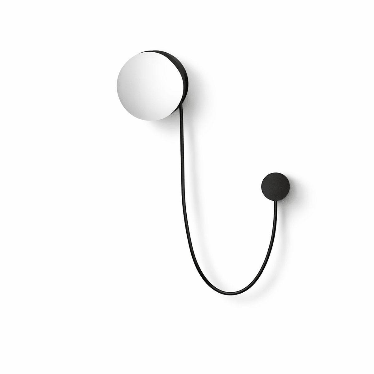 Orbit Dual Globe Wall Sconce in Opal Glass and Black Metal