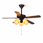 Bravelle Vintage Ceiling Fan Light with Wood Blades and Amber Glass