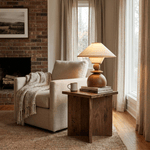 Solvane Sculptural Wood Table Lamp with Fabric Shade
