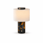 Marbella Stone Table Lamp with Linen Shade for Modern Interiors