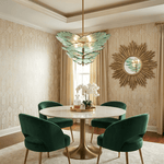 Verdant Petal Glass Chandelier in Brass for Dining Room and Living Room